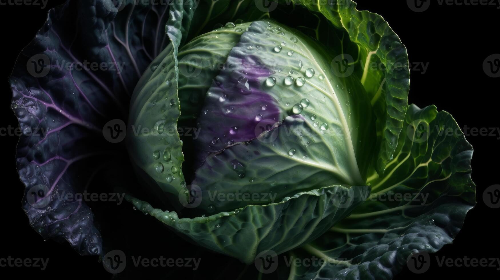 Cabbage visible drops of water photo