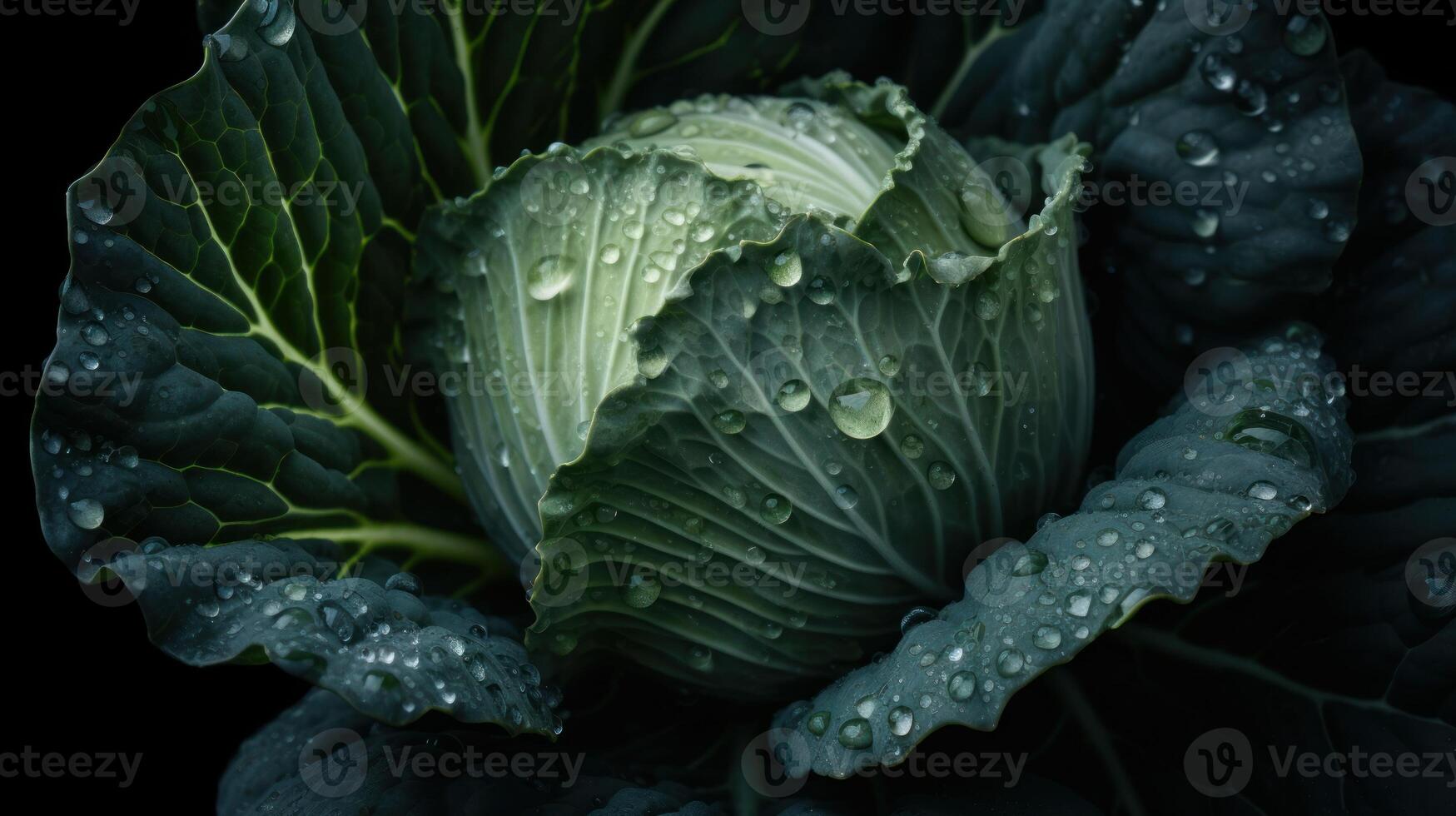 Fresh Cabbage seamless background visible drops of water photo