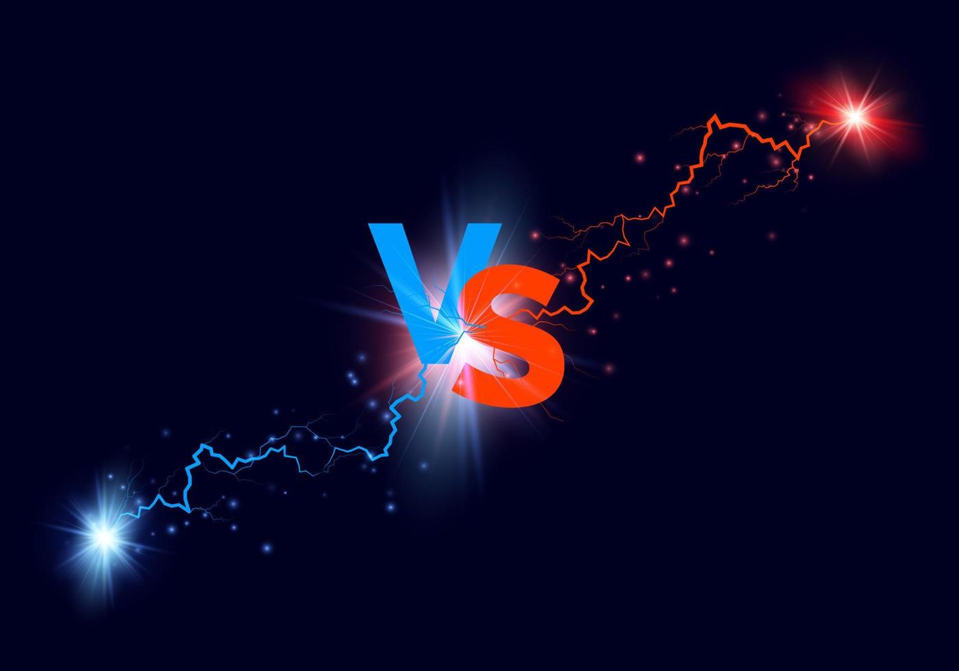 Versus background. Blue and red forces lights with text VS. Vector illustration