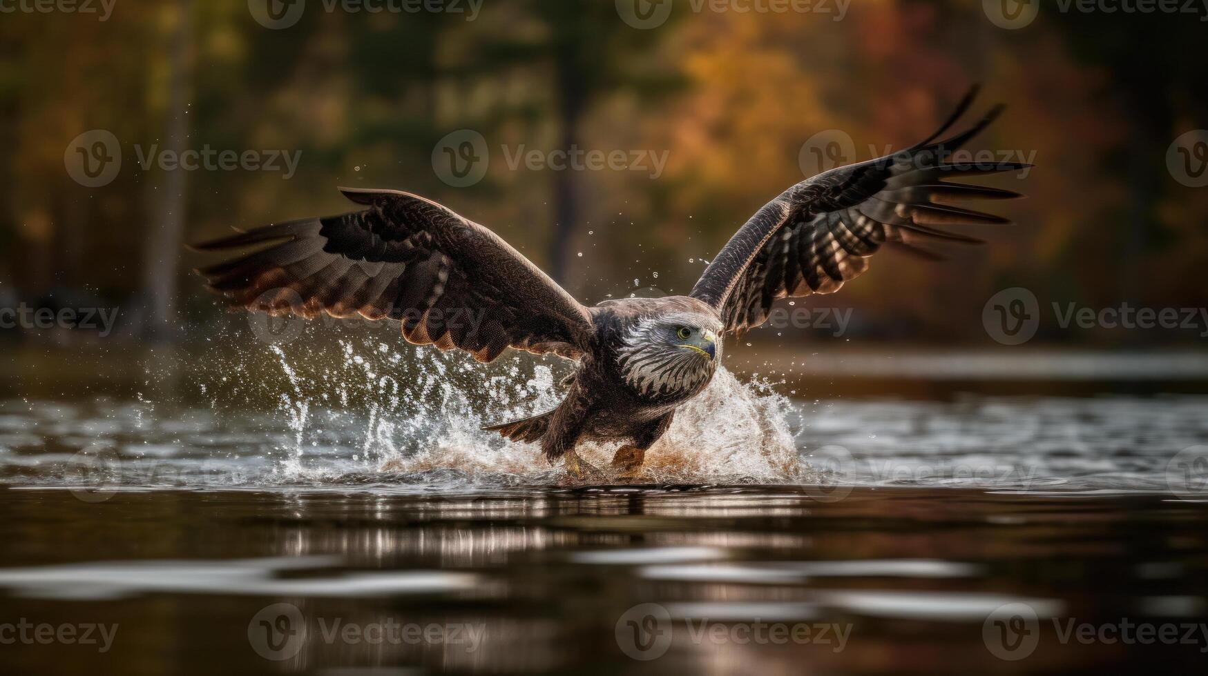 eagle with a fierce expression on its brown-feathers photo