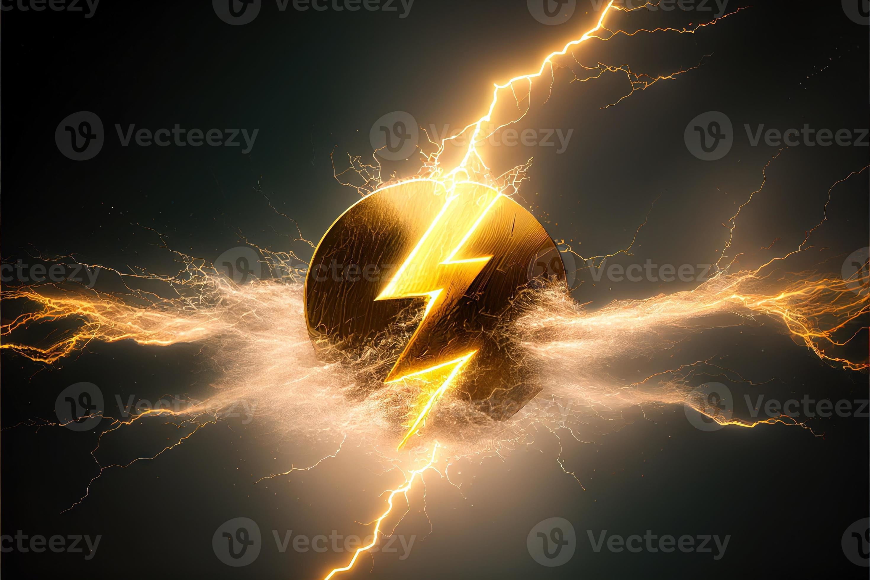 Gold coin hit by lightning bolt as crypto crash concept 22929985 Stock