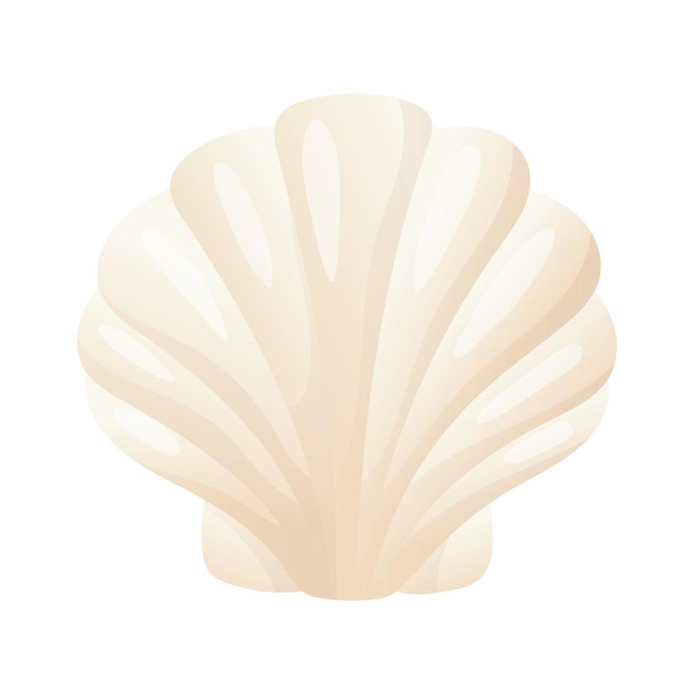 Vector isolated illustration on white background. White beautiful gradient shell. Inhabitants of the aquatic world.