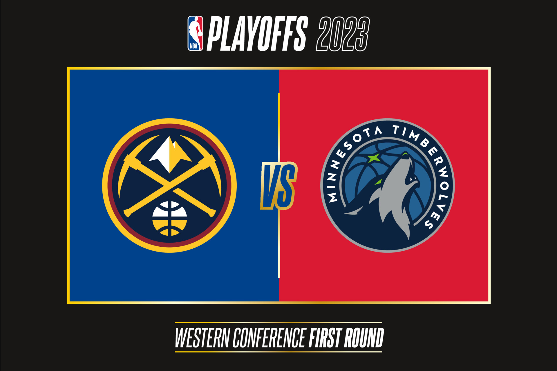 Denver Nuggets vs Minnesota Timberwolves, 2023 NBA playoffs. Tournament