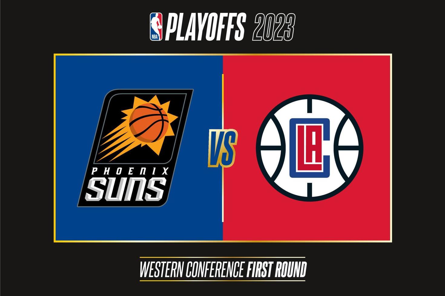 Phoenix Suns vs Los Angeles Clippers, 2023 NBA playoffs. Tournament of the National Basketball Associations 2022-23 season. Tbilisi, Georgia - April 14, 2023. vector