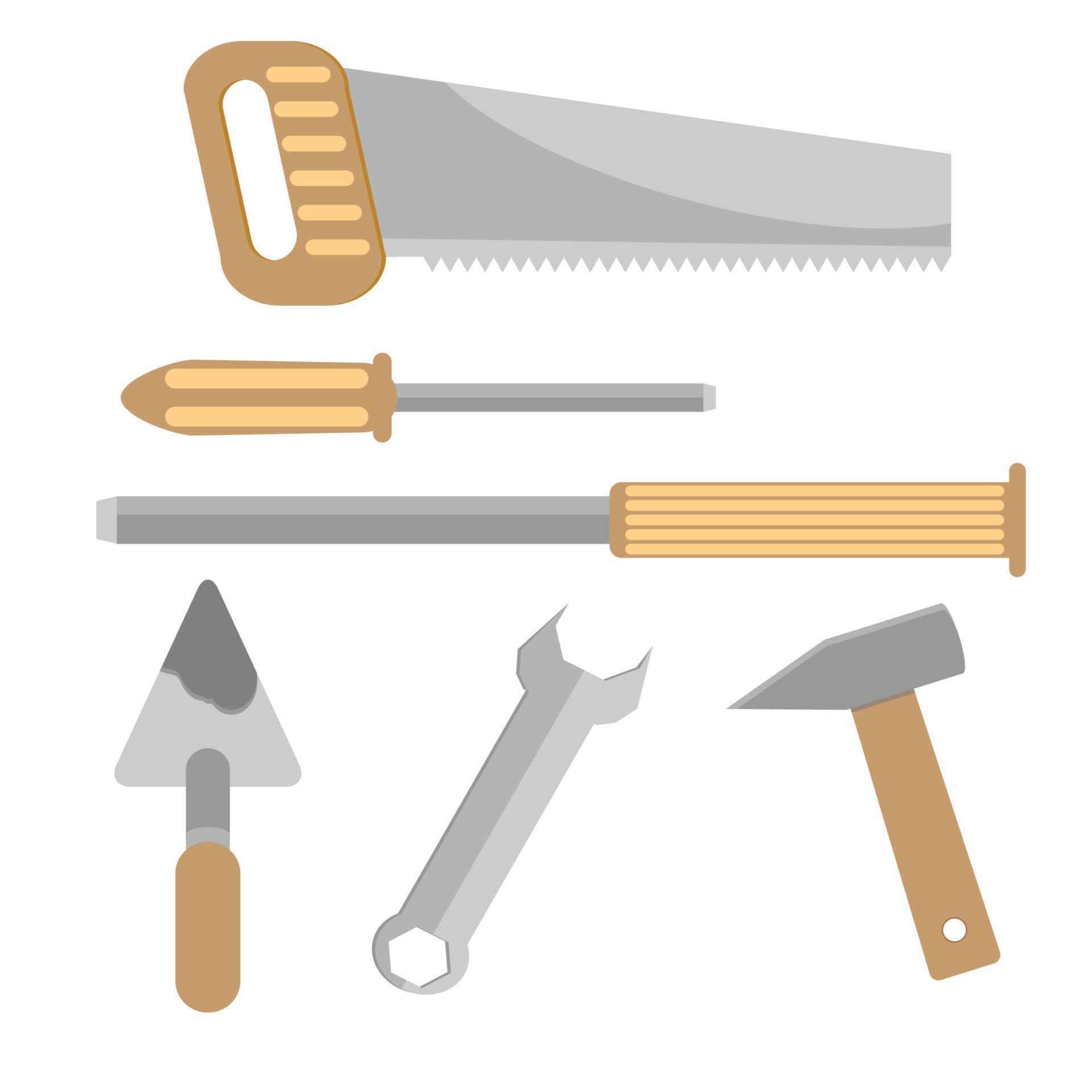Set of hand tools 22931771 Vector Art at Vecteezy
