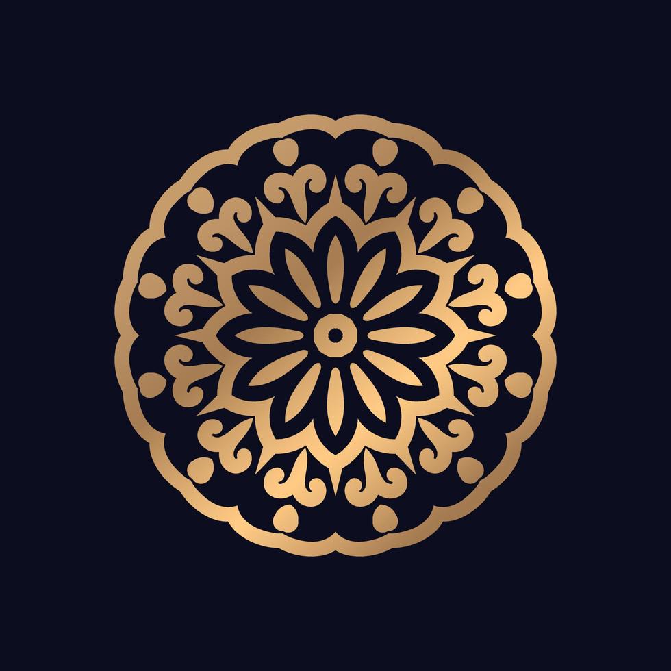 Single Gold Color Islamic Pattern Mandala Design Background vector