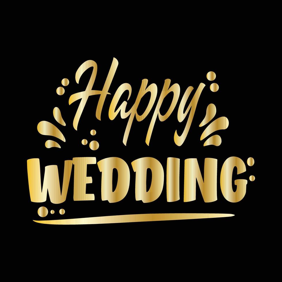 A gold typography quotes happy wedding premium vector