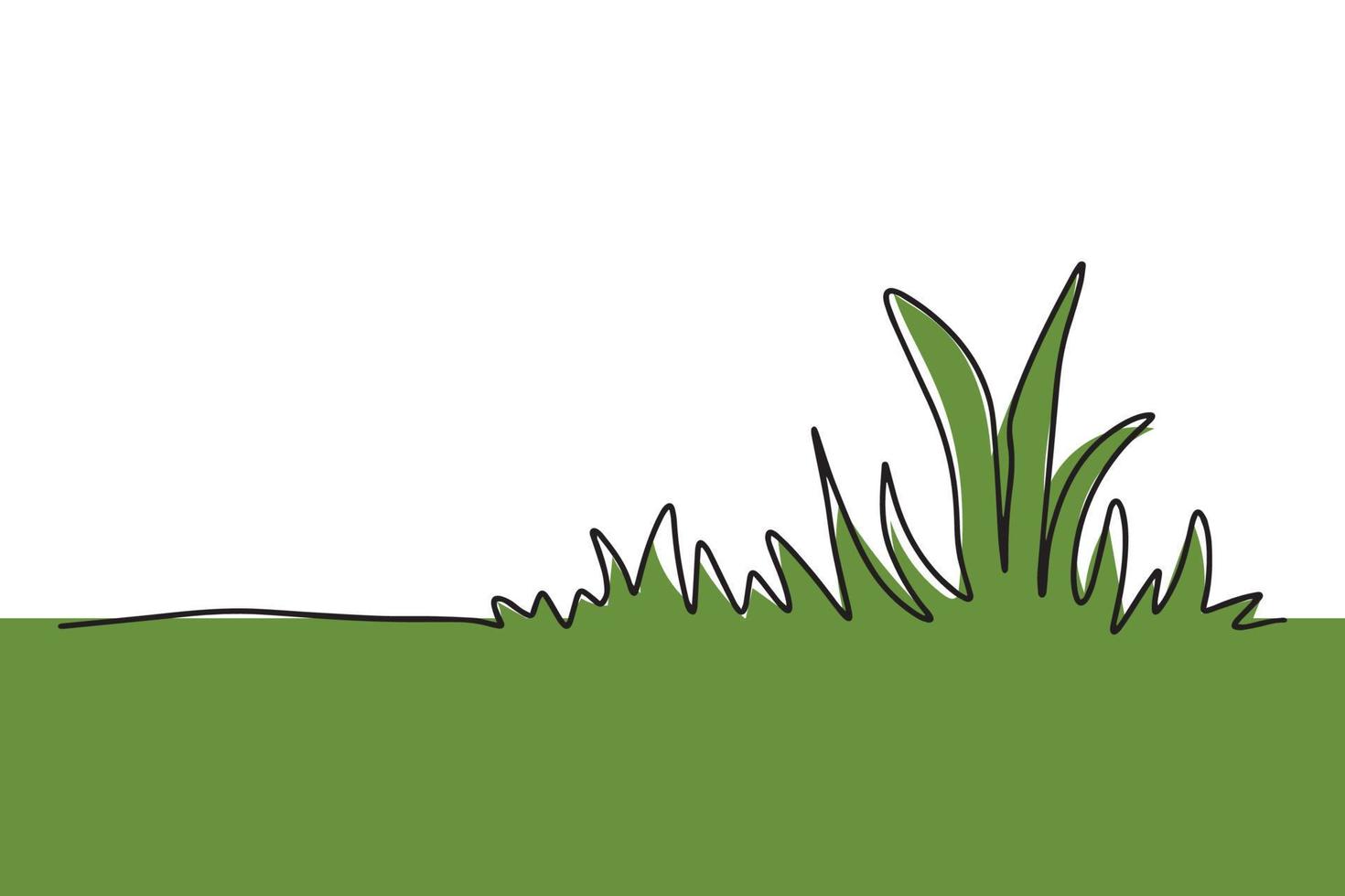 Abstract meadow line with grass. Continuous one line drawing. Vector