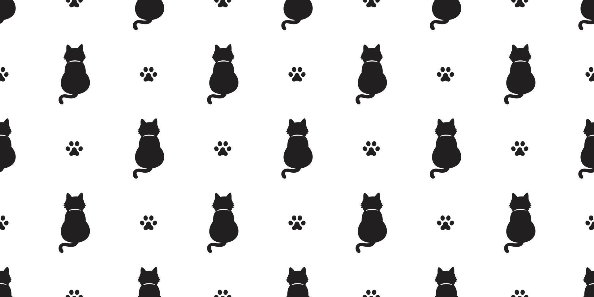Cat seamless pattern vector kitten Cat paw scarf isolated tail doodle wallpaper background