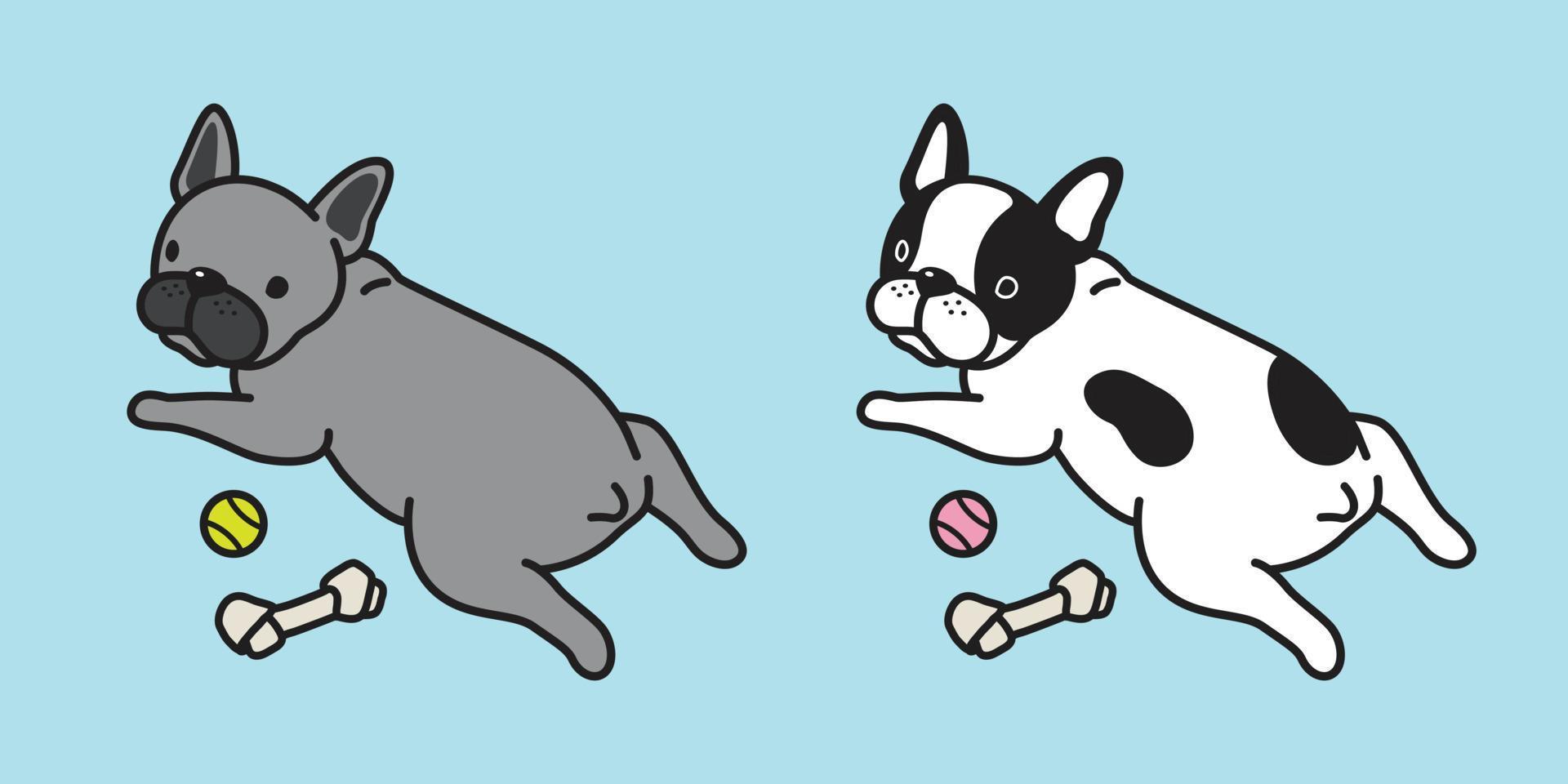 perro vector francés buldog icono logo doguillo hueso perro juguete pelota personaje dibujos animados ilustración