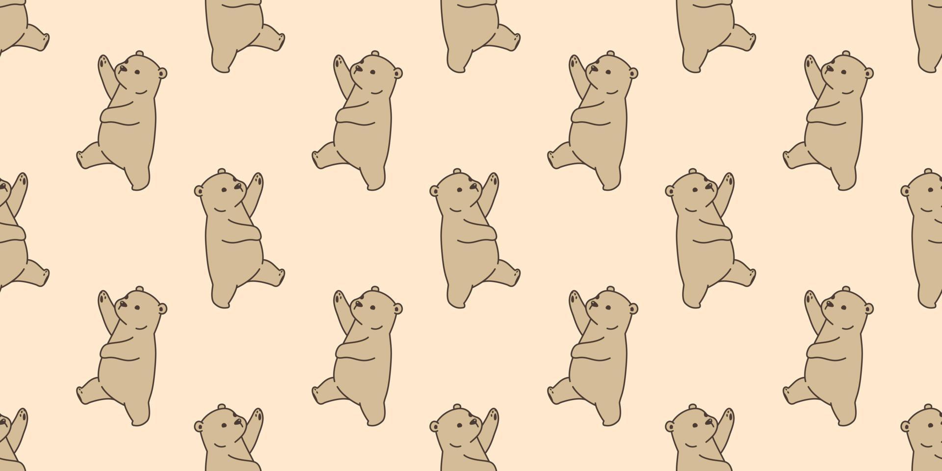 Bear seamless pattern vector polar bear isolated teddy walk wallpaper background