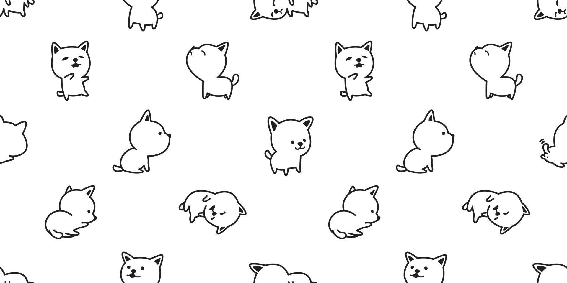 dog seamless pattern vector french bulldog pug dog breed isolated wallpaper background doodle cartoon