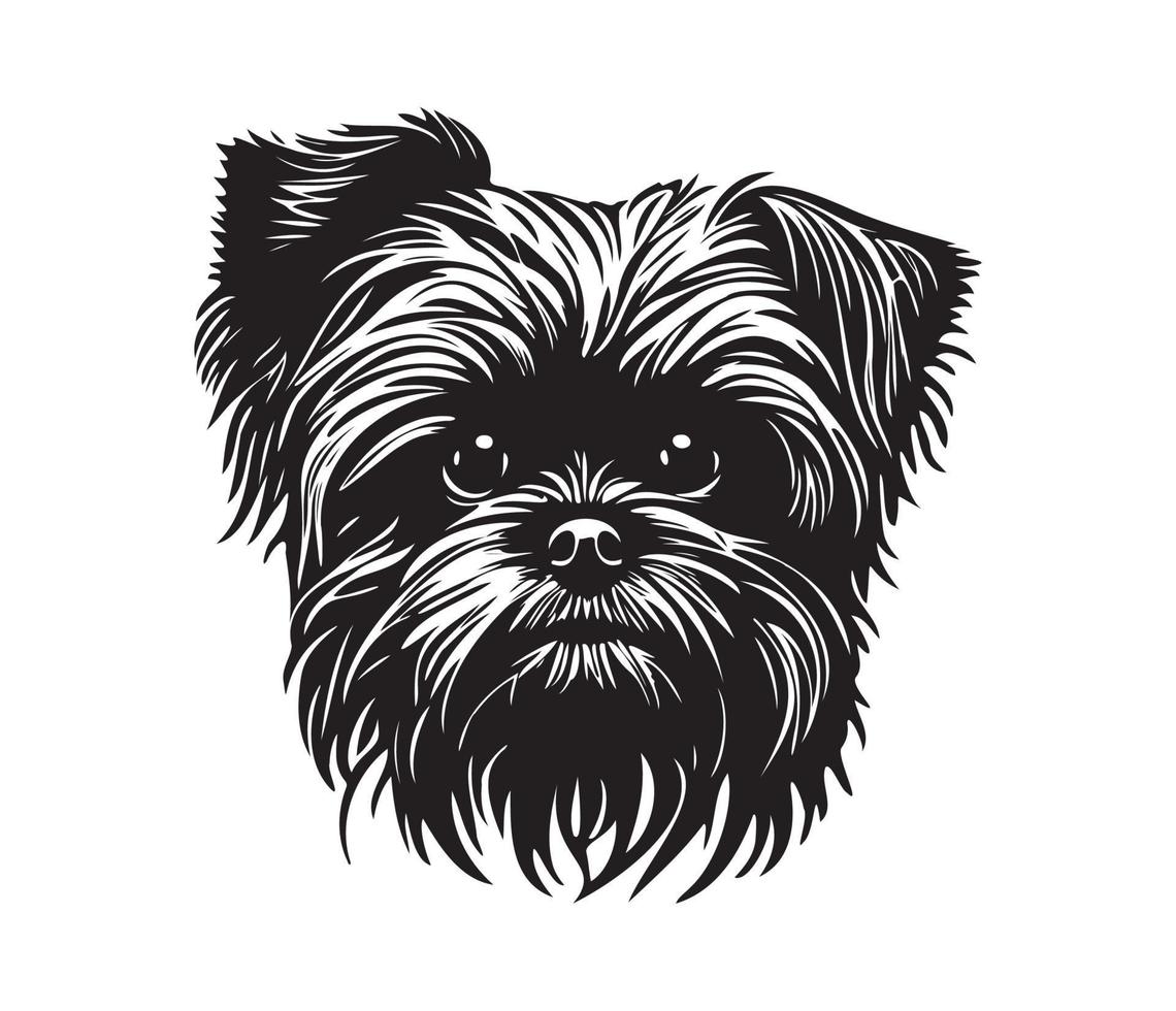 Affenpinscher Face, Silhouettes Dog Face, black and white Affenpinscher vector