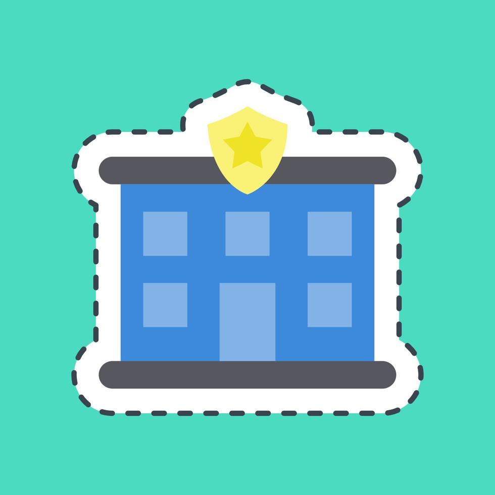 Sticker line cut police station. Building elements. Good for prints, web, posters, logo, site plan, map, infographics, etc. vector