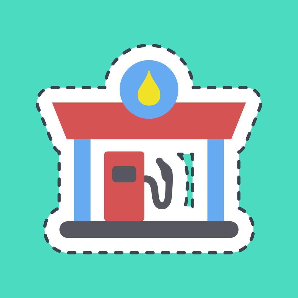 Sticker line cut gas station. Building elements. Good for prints, web, posters, logo, site plan, map, infographics, etc. vector