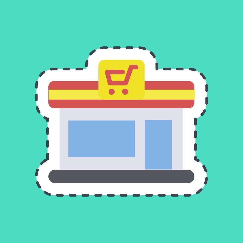 Sticker line cut minimarket. Building elements. Good for prints, web, posters, logo, site plan, map, infographics, etc. vector
