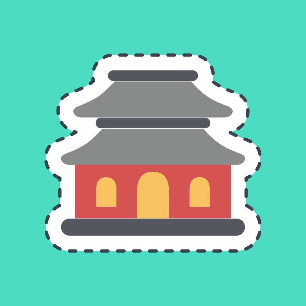 Sticker line cut pagoda. Building elements. Good for prints, web, posters, logo, site plan, map, infographics, etc. vector