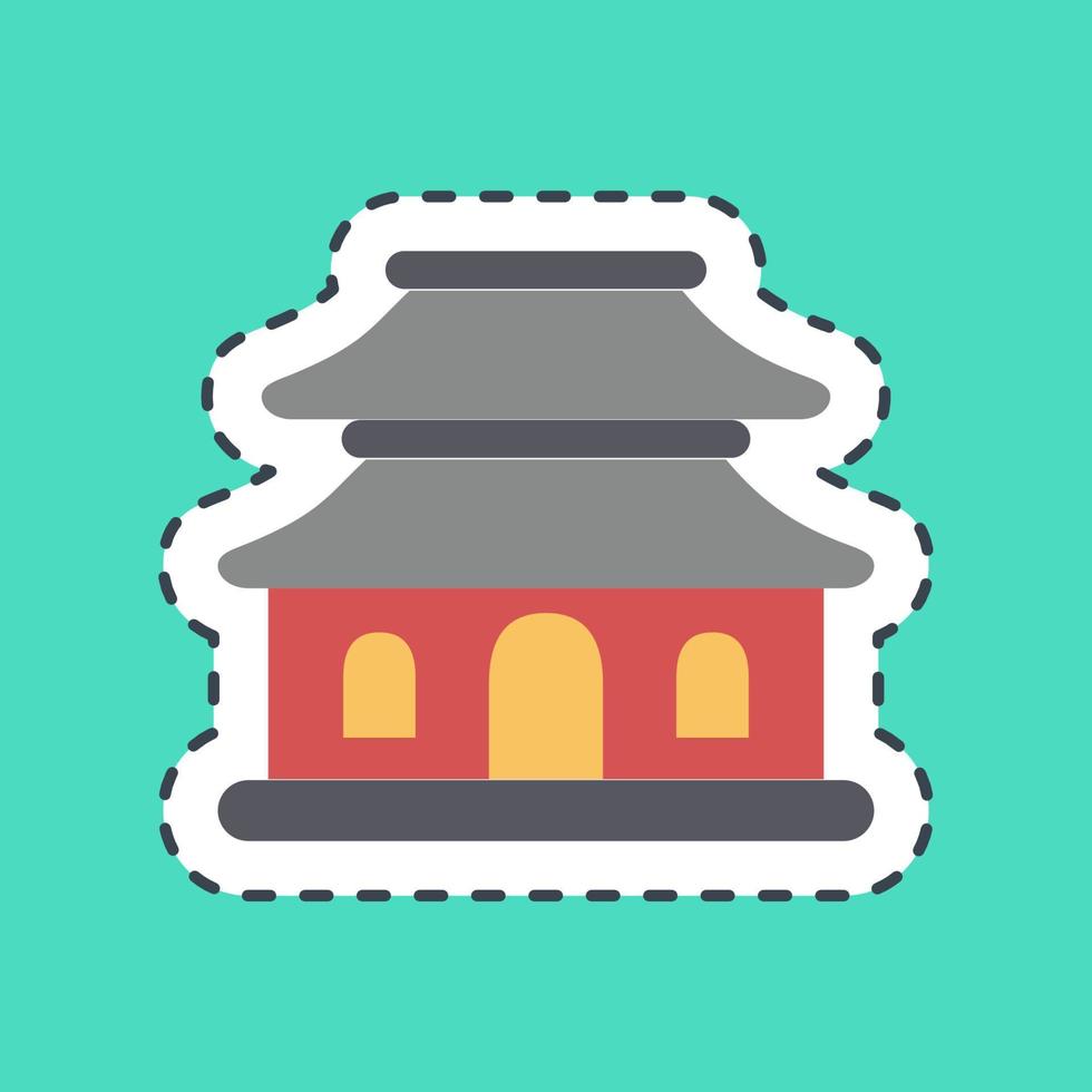 Sticker line cut pagoda. Building elements. Good for prints, web, posters, logo, site plan, map, infographics, etc. vector