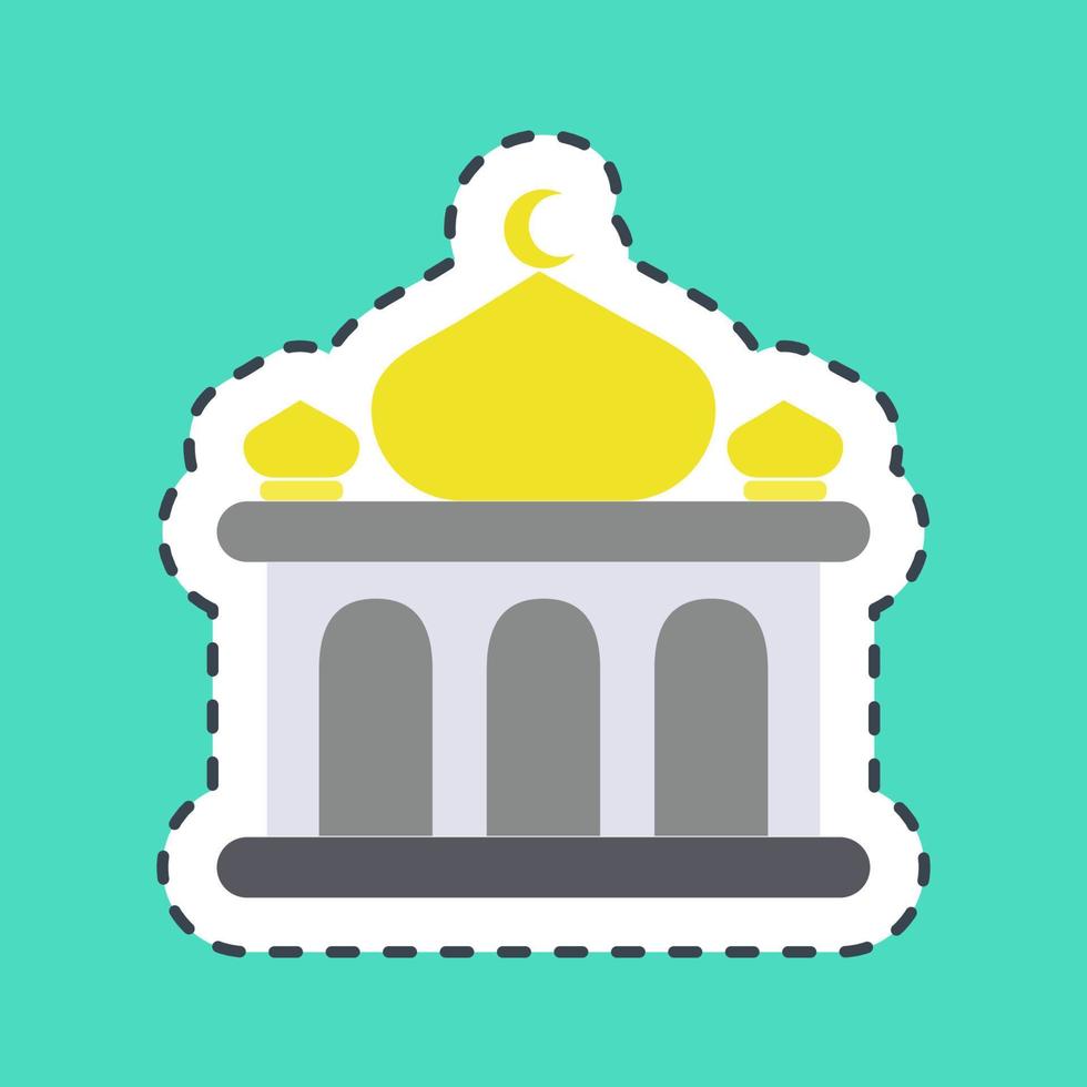 Sticker line cut mosque. Building elements. Good for prints, web, posters, logo, site plan, map, infographics, etc. vector