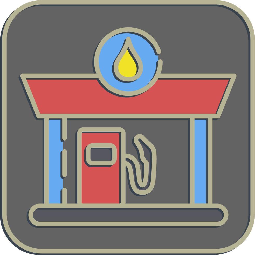 icono gas estación. edificio elementos. íconos en en relieve estilo. bueno para huellas dactilares, web, carteles, logo, sitio plan, mapa, infografía, etc. vector