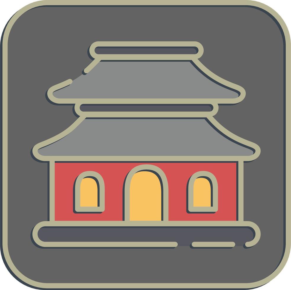 icono pagoda. edificio elementos. íconos en en relieve estilo. bueno para huellas dactilares, web, carteles, logo, sitio plan, mapa, infografía, etc. vector