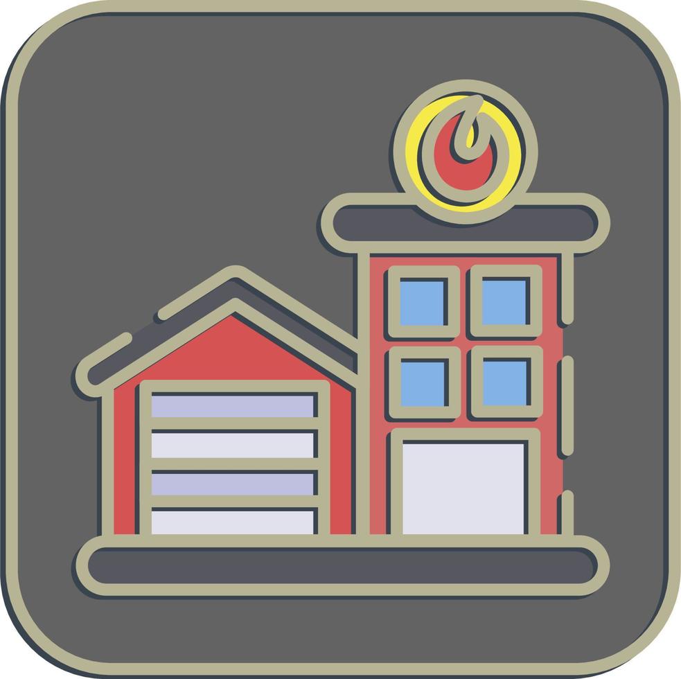 Icon fire station. Building elements. Icons in embossed style. Good for prints, web, posters, logo, site plan, map, infographics, etc. vector