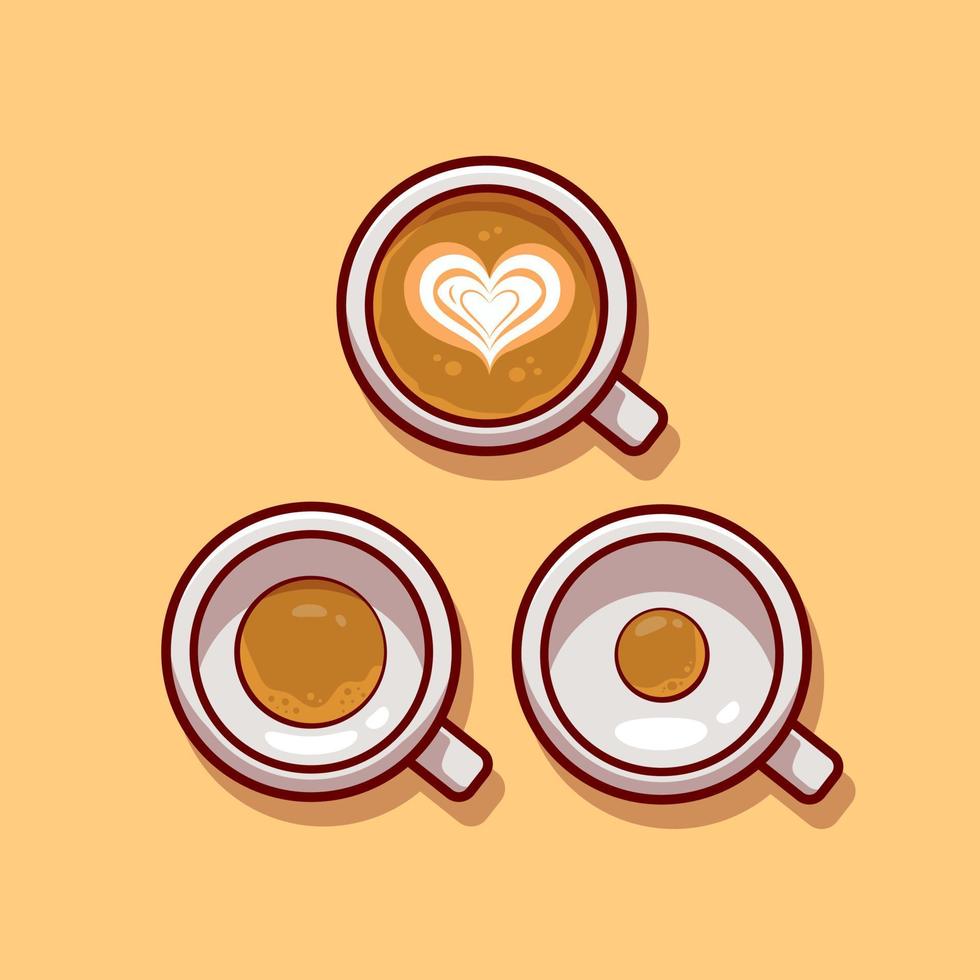 Coffee With Foam Cartoon Vector Icon Illustration. Food And Drink Icon Concept Isolated Premium Vector. Flat Cartoon Style