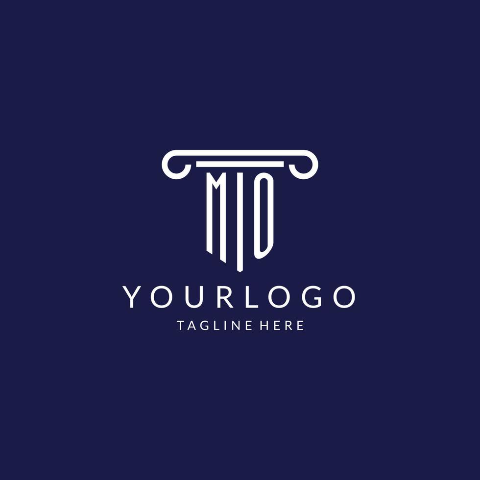MO logo monogram with pillar shape designs vector