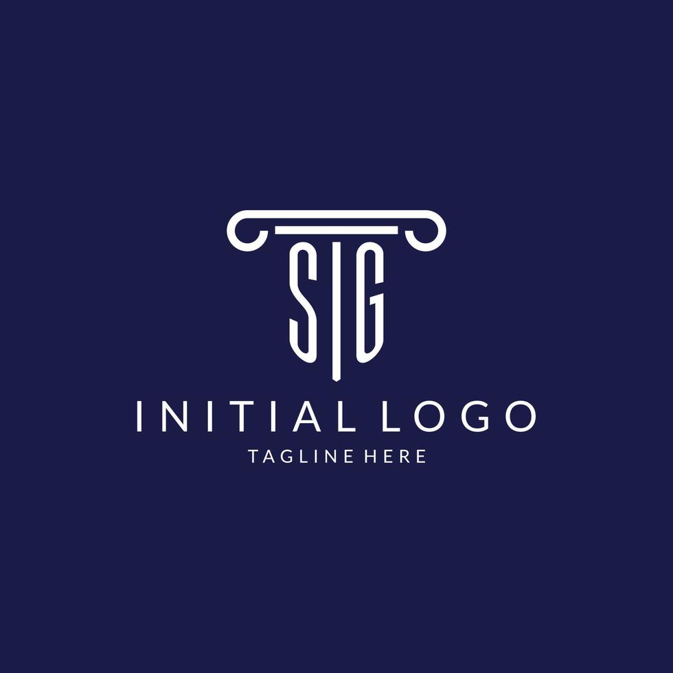 SG logo monogram with pillar shape designs vector