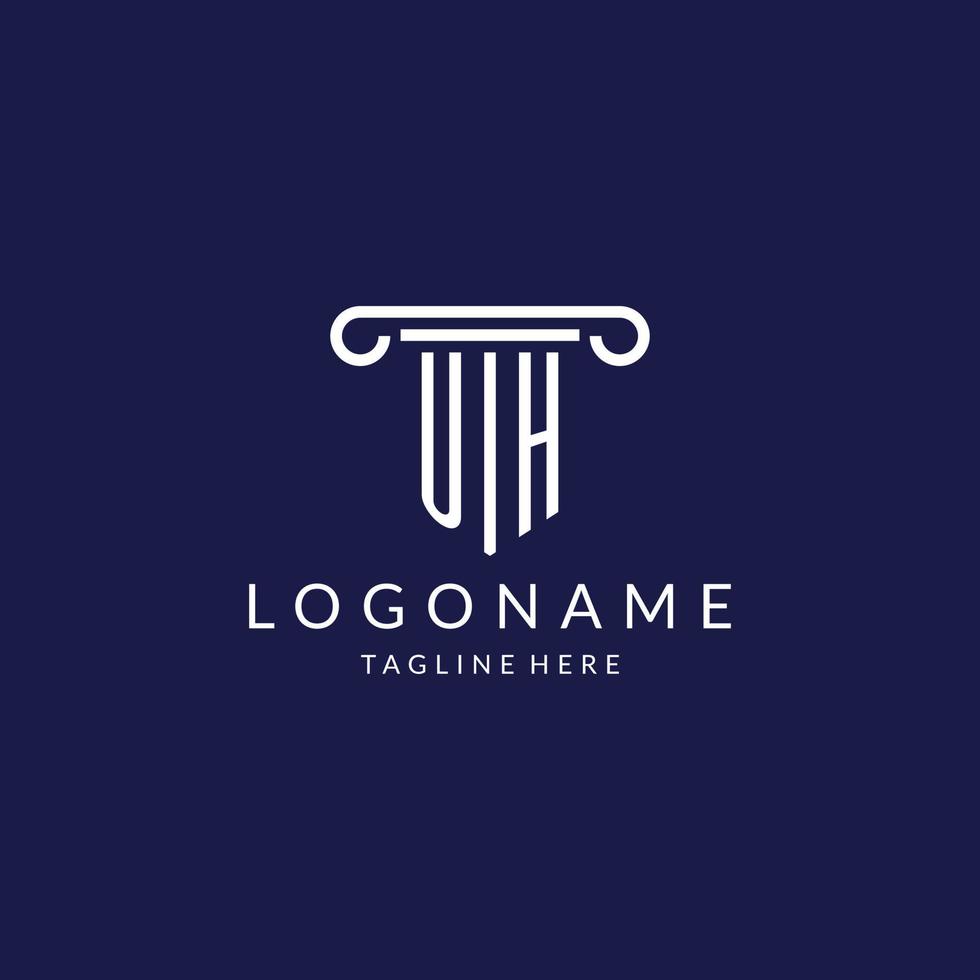 UH logo monogram with pillar shape designs vector
