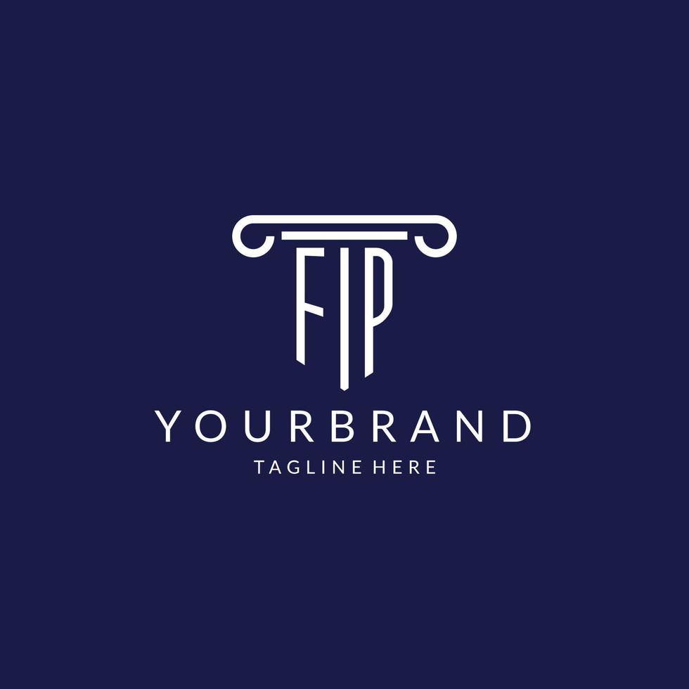 FP logo monogram with pillar shape designs vector