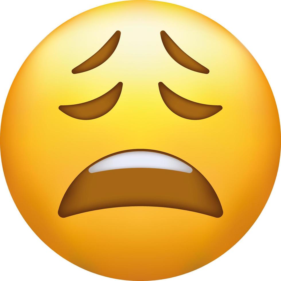 Exhausted emoji. Tired emoticon, yellow face with closed eyes. vector