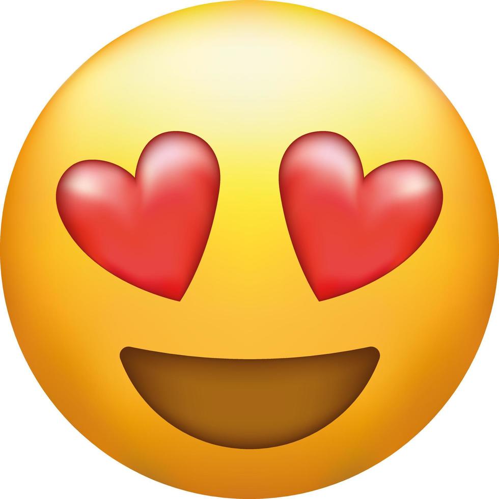 Love struck Emoji. Emoticon with heart shaped eyes. vector