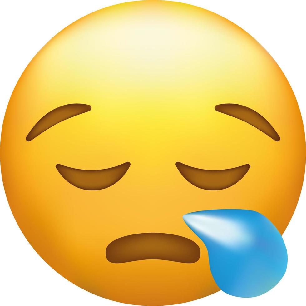 Crying emoji. Sad emoticon face with tear drop. vector