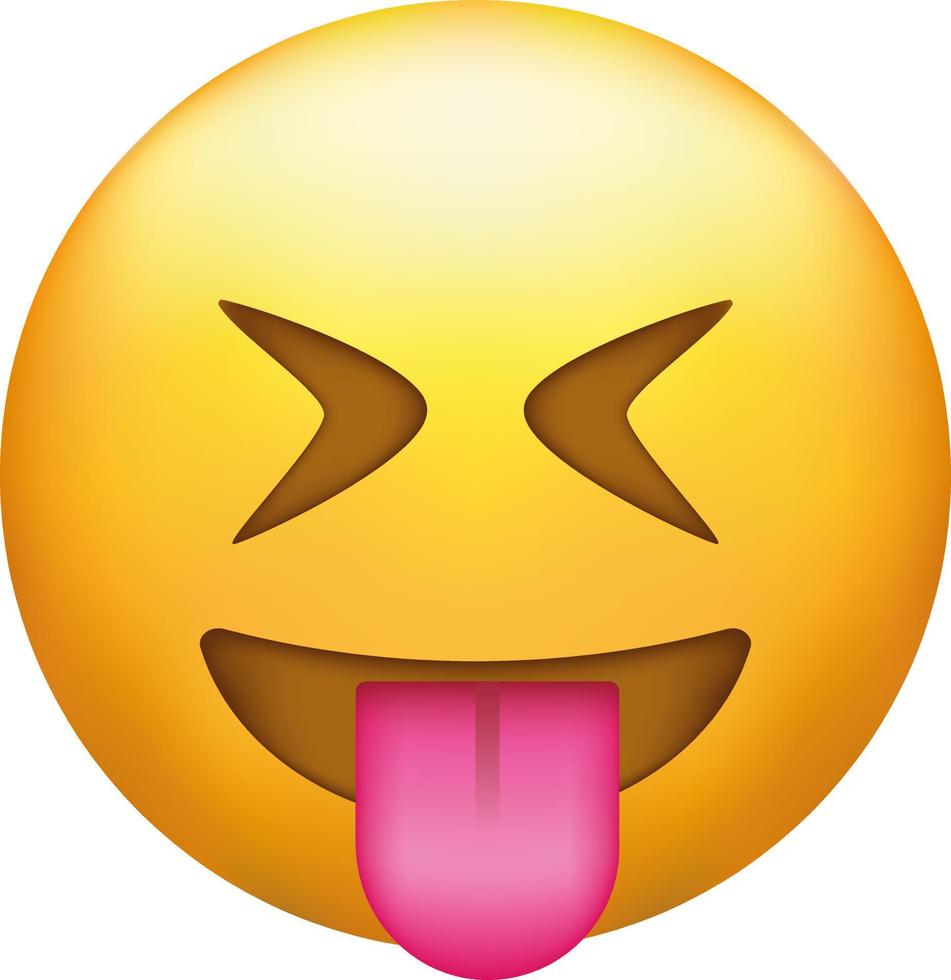 Taunting emoji. Squinting face, grin with tongue out and scrunched eyes. vector