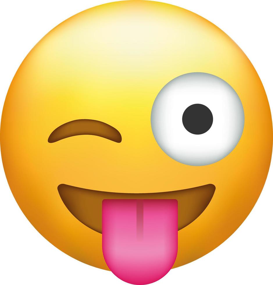 Winking emoji with tongue. Crazy emoticon with stuck-out tongue and winking eye. vector