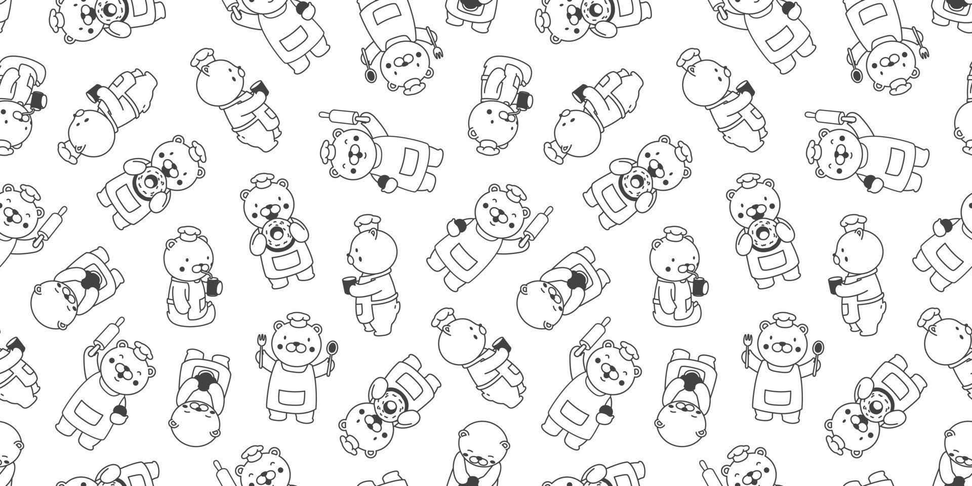 bear Seamless pattern vector polar bear cooking bakery isolated baked wallpaper background