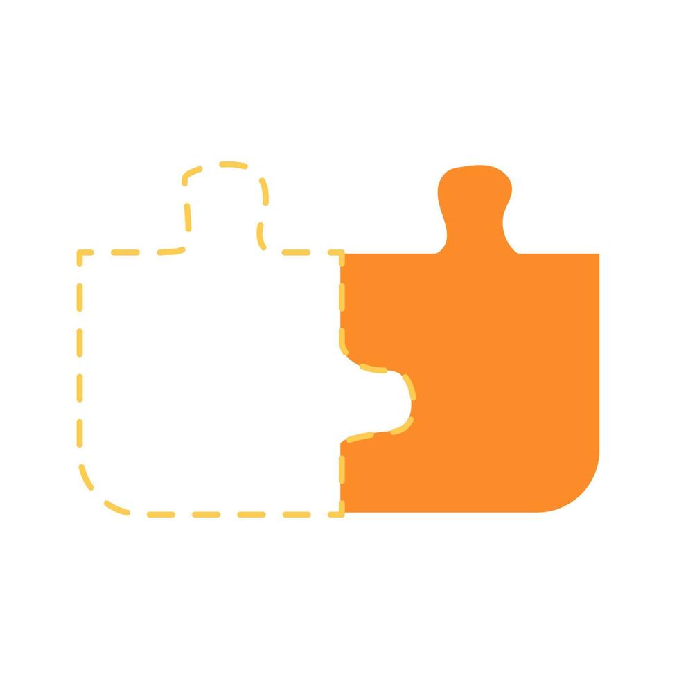 Connect two orange puzzle pieces. Vector stock illustration isolated on white background.
