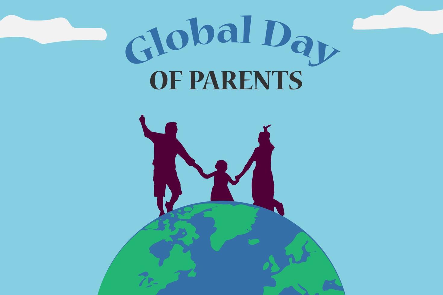 world global parent day horizontal banner vector flat design