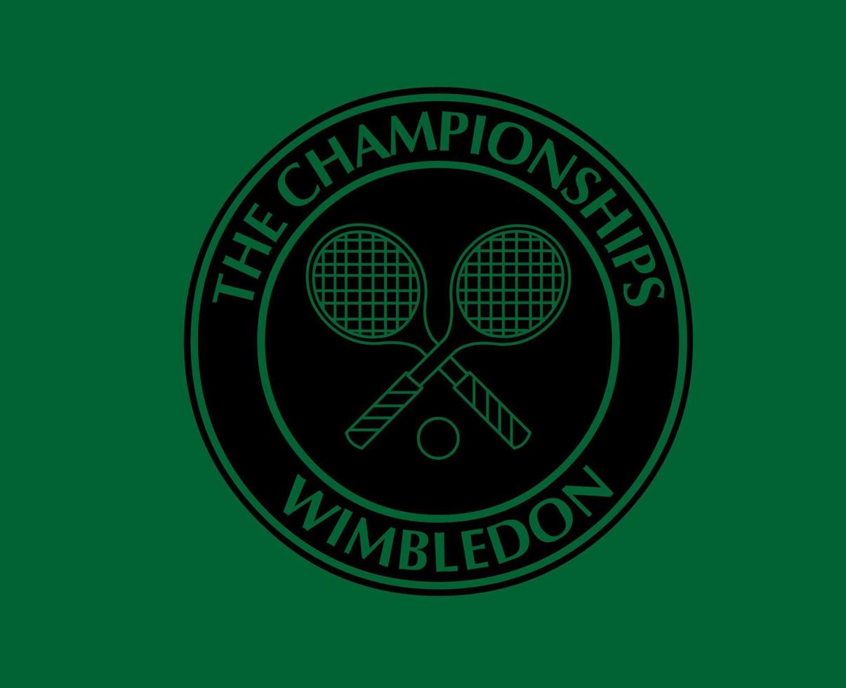 Wimbledon The championships Black Symbol Logo Tournament Open Tennis Design Vector Abstract Illustration With Green Background