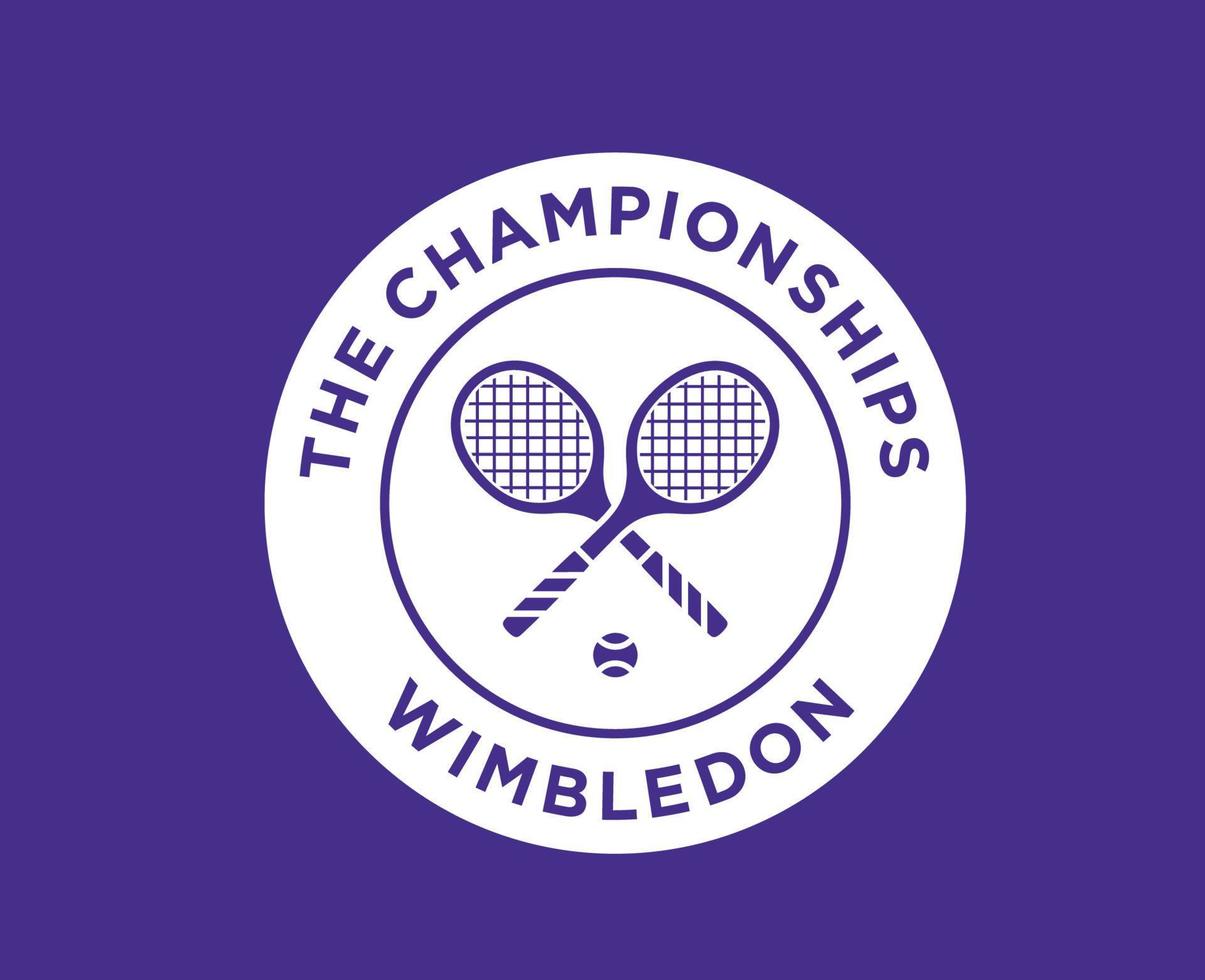 Wimbledon Tennis Symbol White Logo The championships Open Tournament Design Vector Abstract Illustration With Purple Background