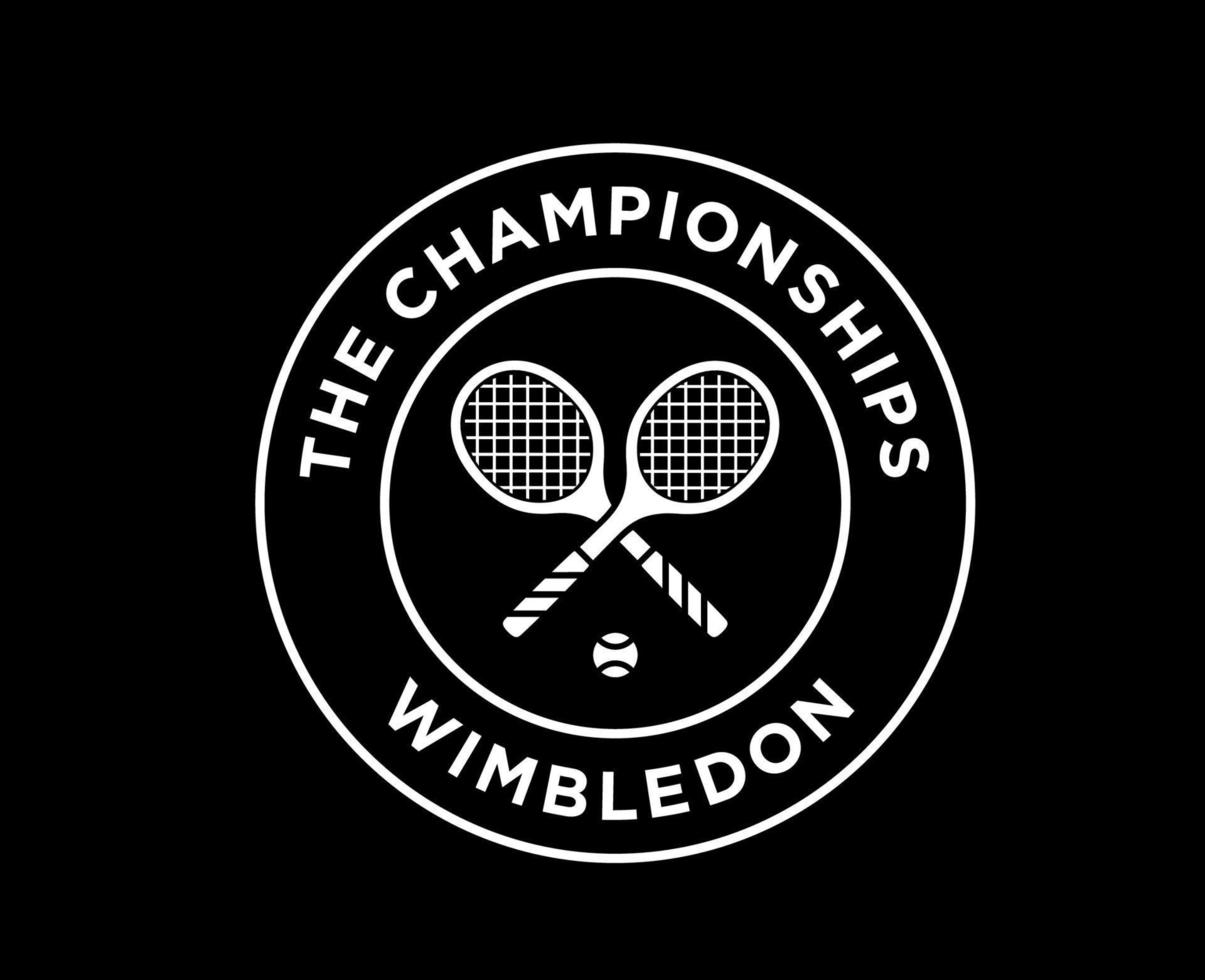 Wimbledon The championships Symbol White Logo Tournament Open Tennis Design Vector Abstract Illustration With Black Background