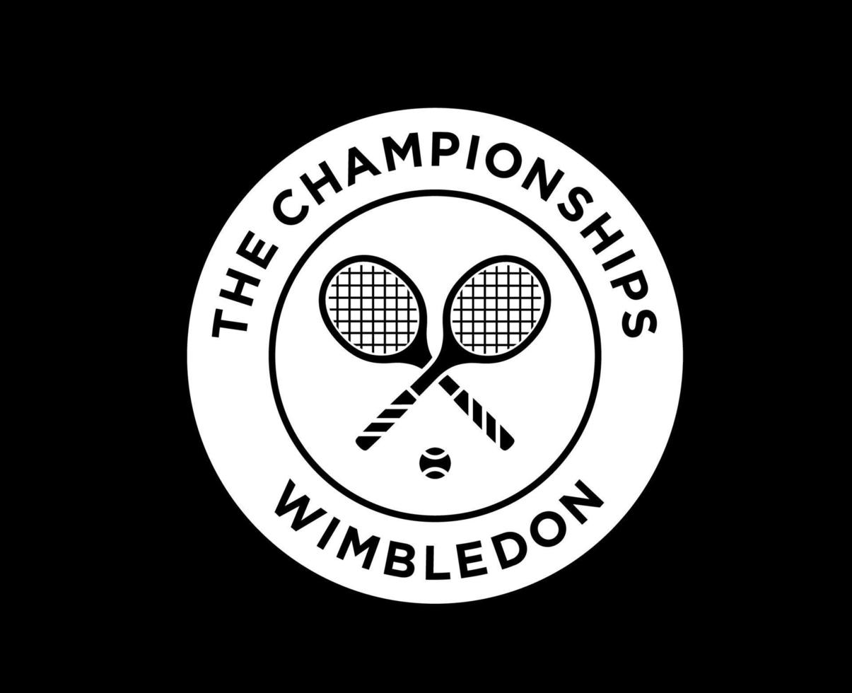 Wimbledon Tennis Symbol White Logo The championships Open Tournament Design Vector Abstract Illustration With Black Background