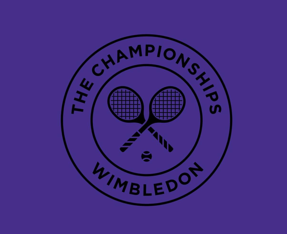 Wimbledon The championships Symbol Black Logo Tournament Open Tennis Design Vector Abstract Illustration With Purple Background