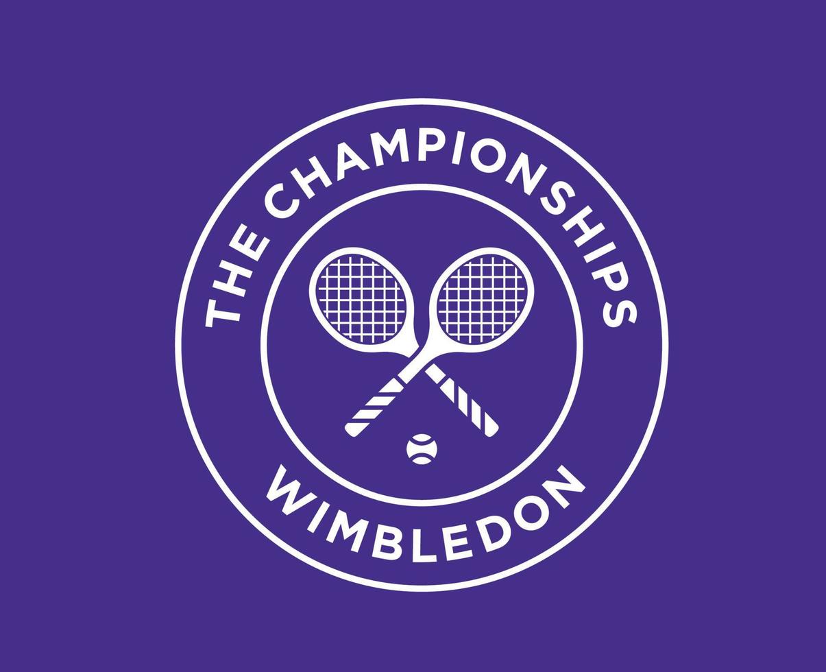 Wimbledon The championships Symbol White Logo Tournament Open Tennis Design Vector Abstract Illustration With Purple Background