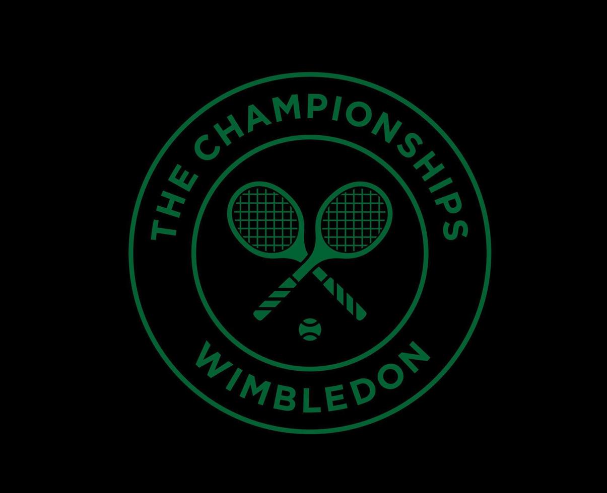 Wimbledon The championships Symbol Green Logo Tournament Open Tennis Design Vector Abstract Illustration With Black Background