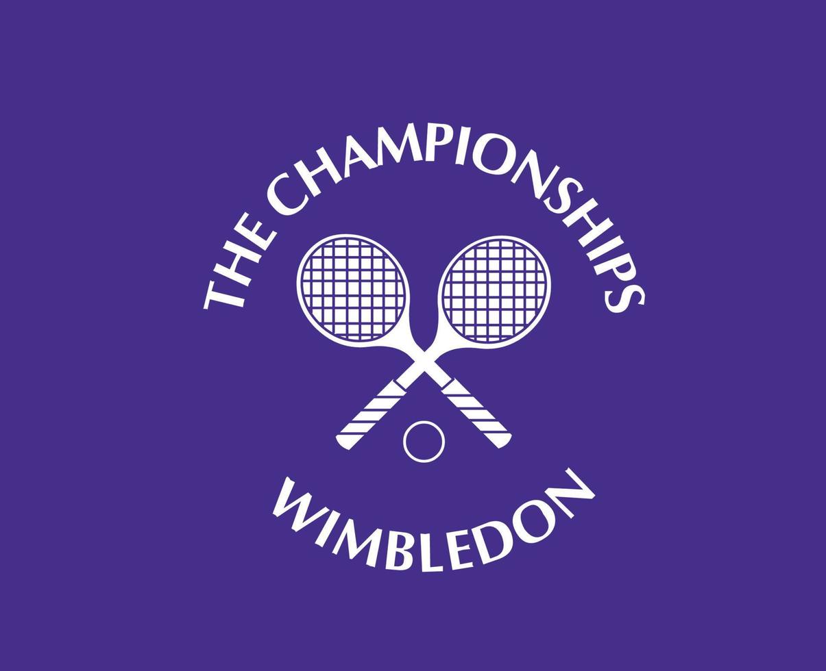 The championships Wimbledon Logo White Symbol Tournament Open Tennis Design Vector Abstract Illustration With Purple Background