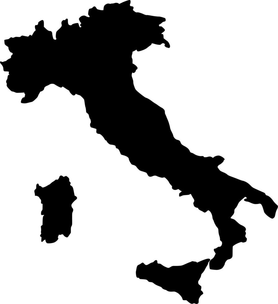 Vector silhouette of italy map on white background