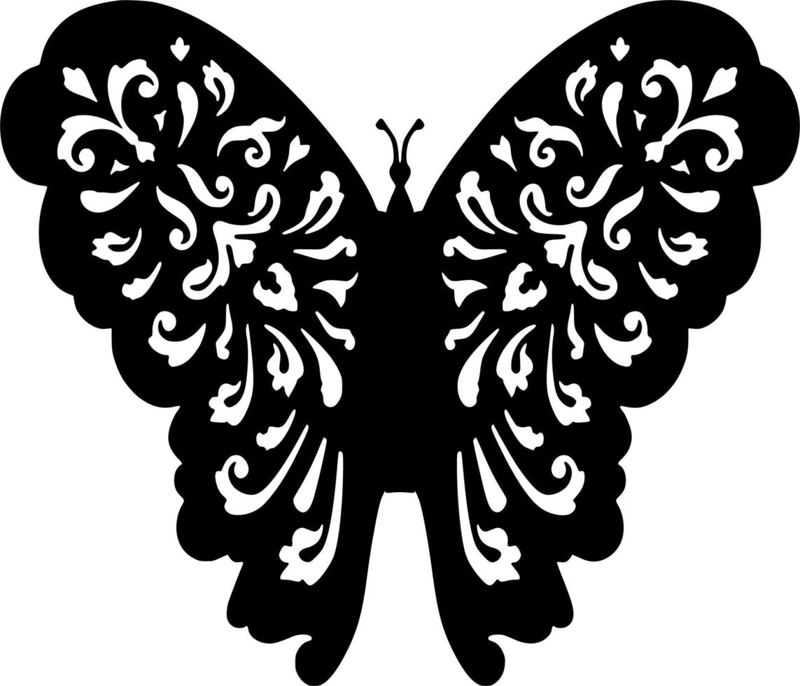 Vector silhouette of Butterfly on white background