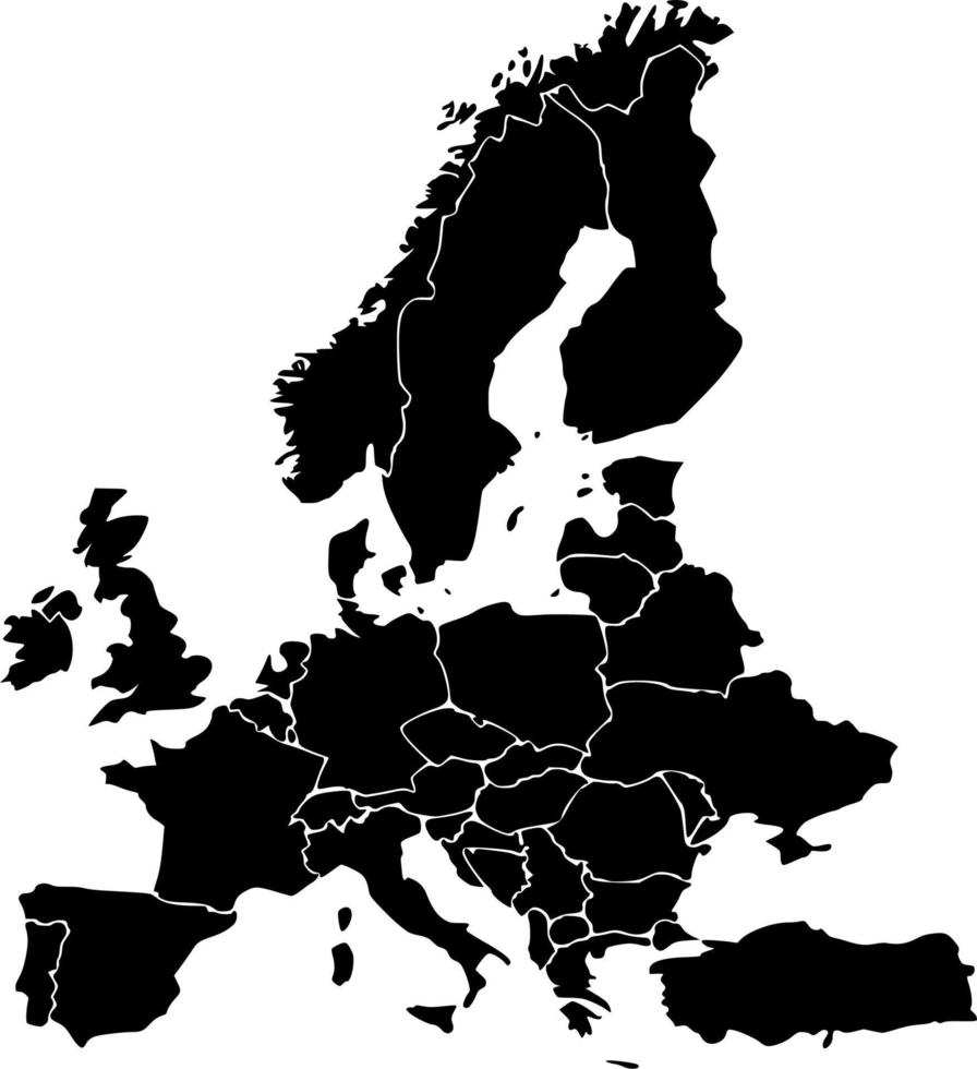 vector silueta de continente Europa en blanco antecedentes